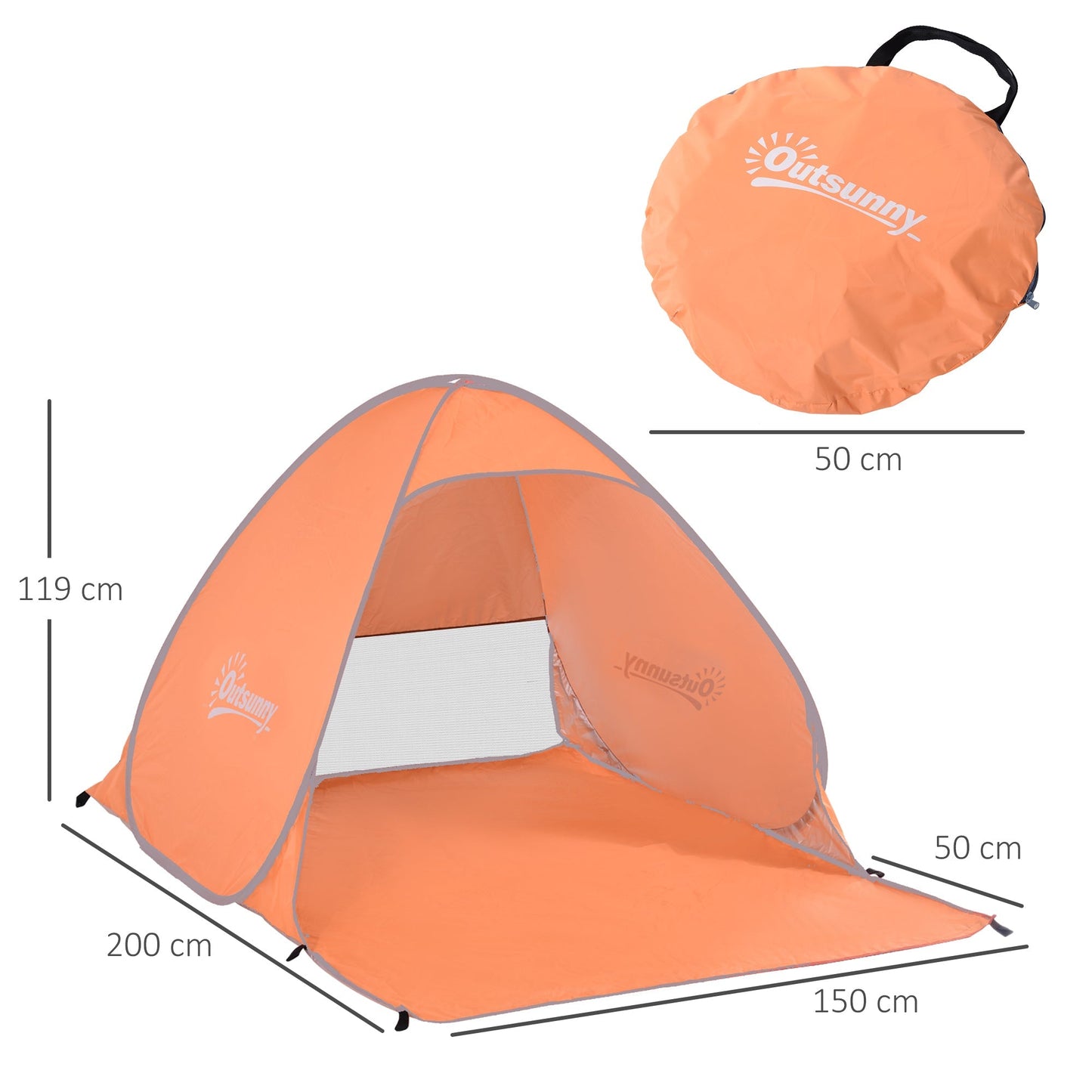 Outsunny 2 Person Pop Up Uv Shelter Shade-Orange