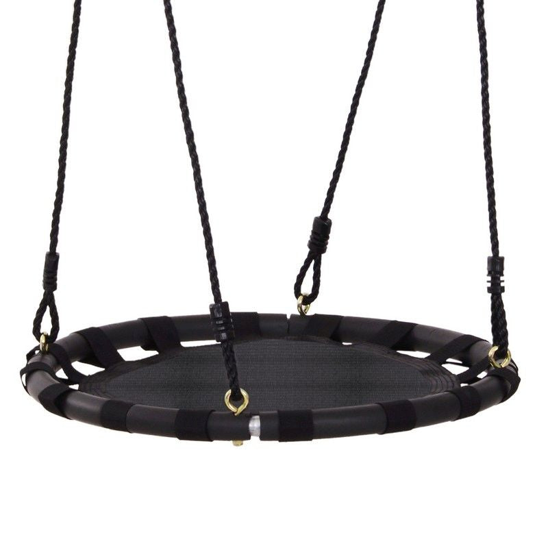 Homcom 23.5 Inch/ 60 cm Kids Nest Swing Seat Round Hanging Tree Metal Frame Backyard Playground Outdoor Garden Backyard Play Toy Black