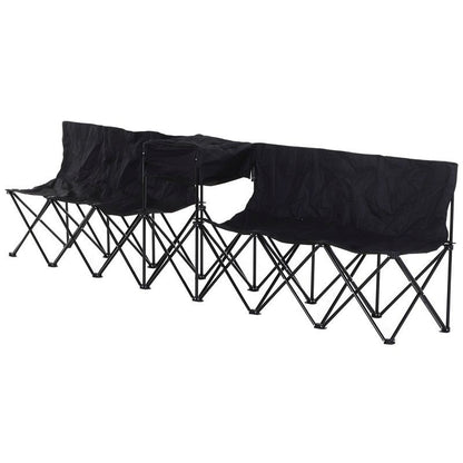 Outsunny Outsunny 6-Seater Folding Steel Camping Bench With Cooler Bag Black