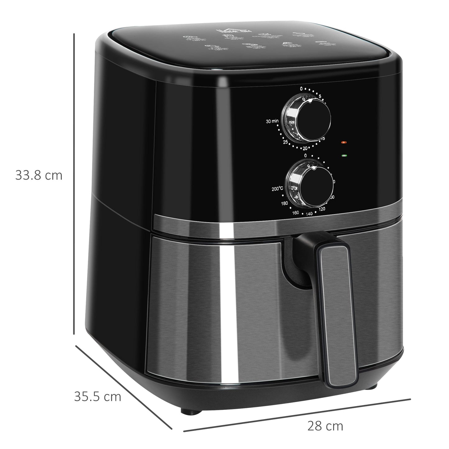 1500W 4.5L Air Fryer 8 Presets With Rapid Air Circulation Black & Steel