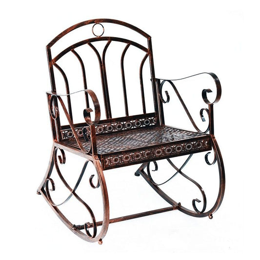 Outsunny Outsunny Metal Single Chair 1 Seater Garden Outdoor Rocking Chair Vintage Style Bronze