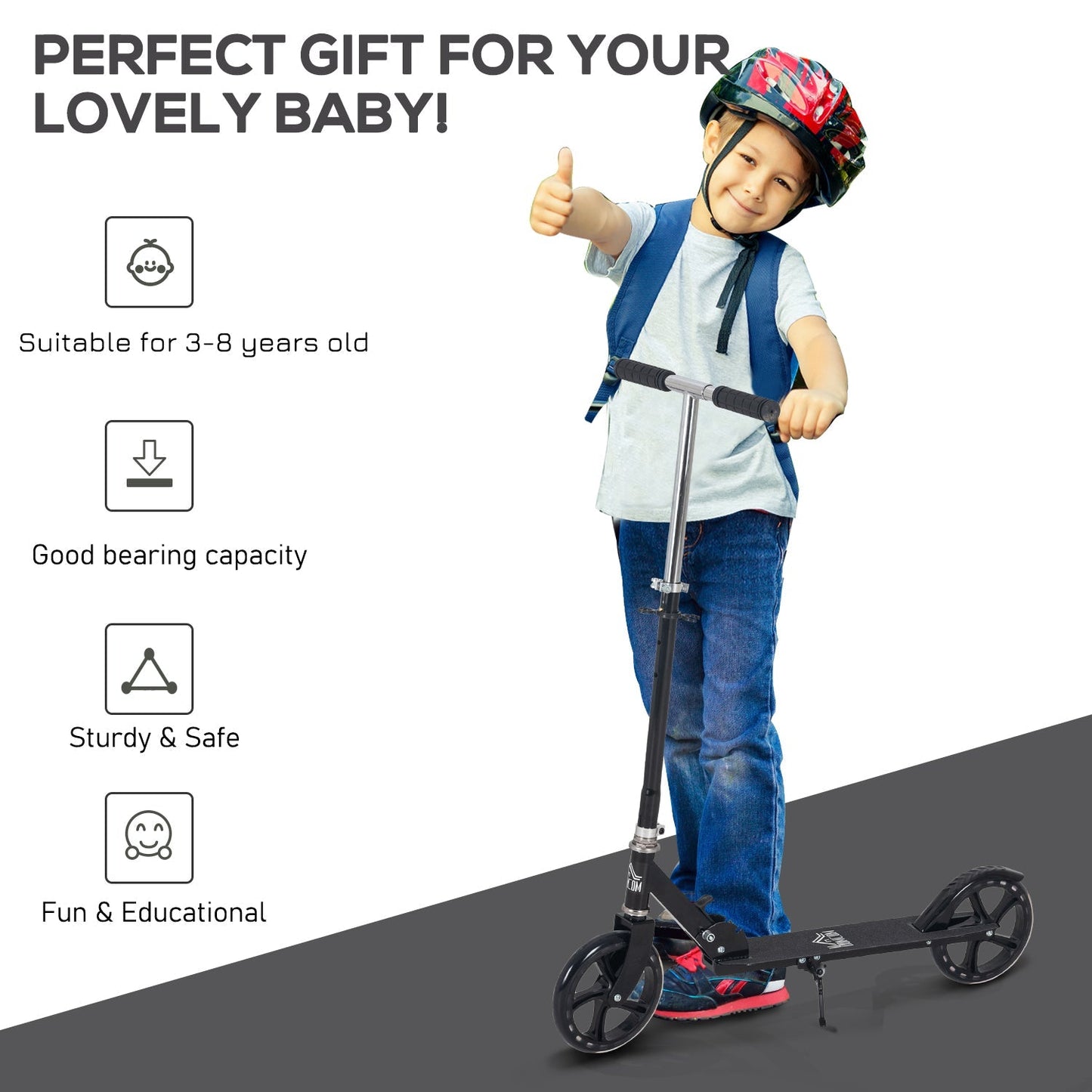 Kids Scooter Teenager Kick Scooter Foldable 4 Levels Adjustable Height with Rear Fender Brake for 7-14 Years