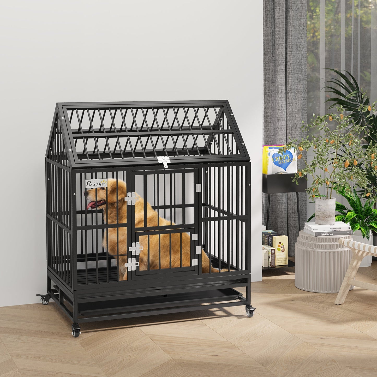 PawHut 43" Heavy Duty Dog Crate on Wheels