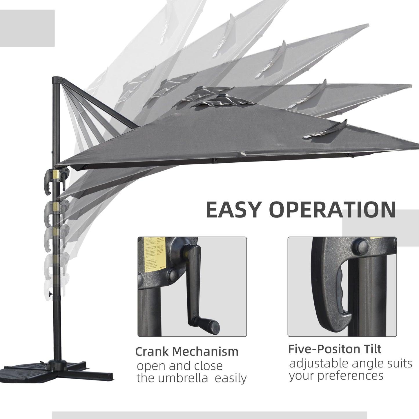 2.7m Square Overhanging Cantilever Umbrella