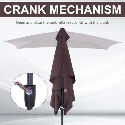 Outsunny Patio Umbrella Parasol With Tilt Crank-Brown