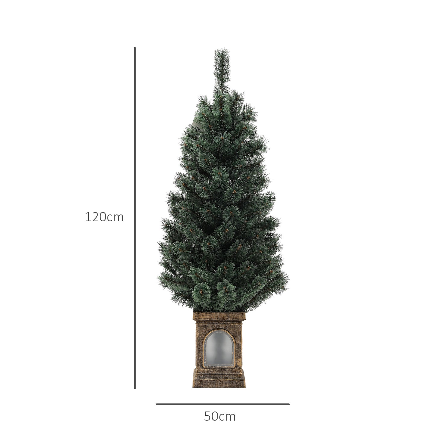 4ft Potted Christmas Tree Artificial - Dark Green with LED Lights Warm White 140 Tips