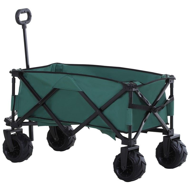 Outsunny Outsunny Folding Metal Frame Garden Trolley - Green