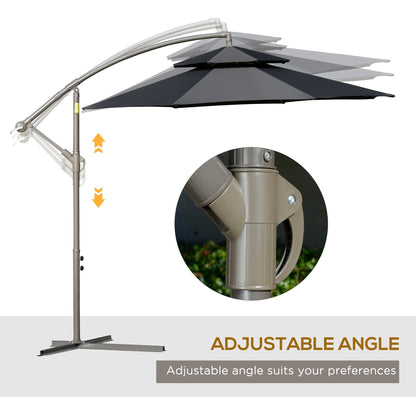 2.7m Garden Banana Parasol Cantilever Umbrella with Crank Handle