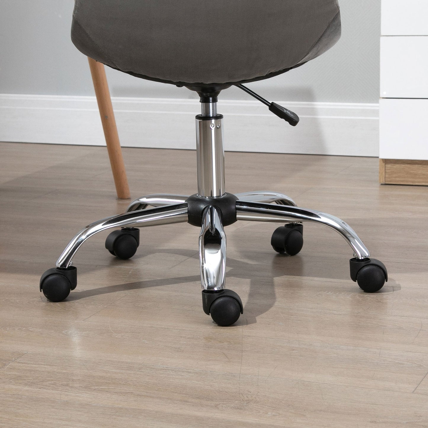 Vinsetto Ergonomic Office Chair Velvet Computer Home Study Chair Armless With Wheels Grey