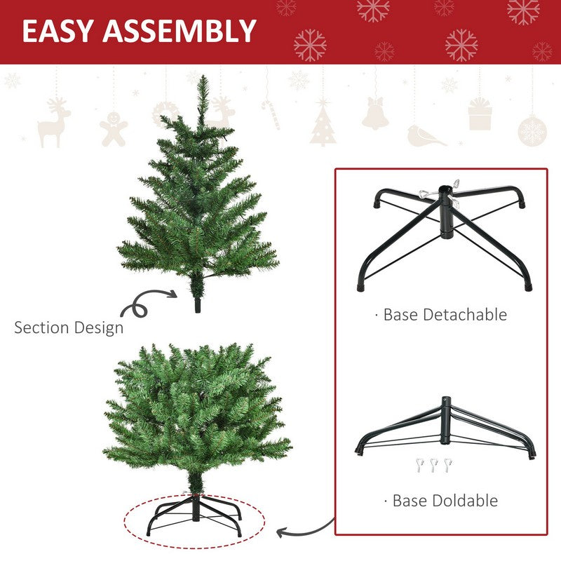 4 Foot Prelit Artificial Christmas Tree with Warm White LED Light Holiday Home Decoration