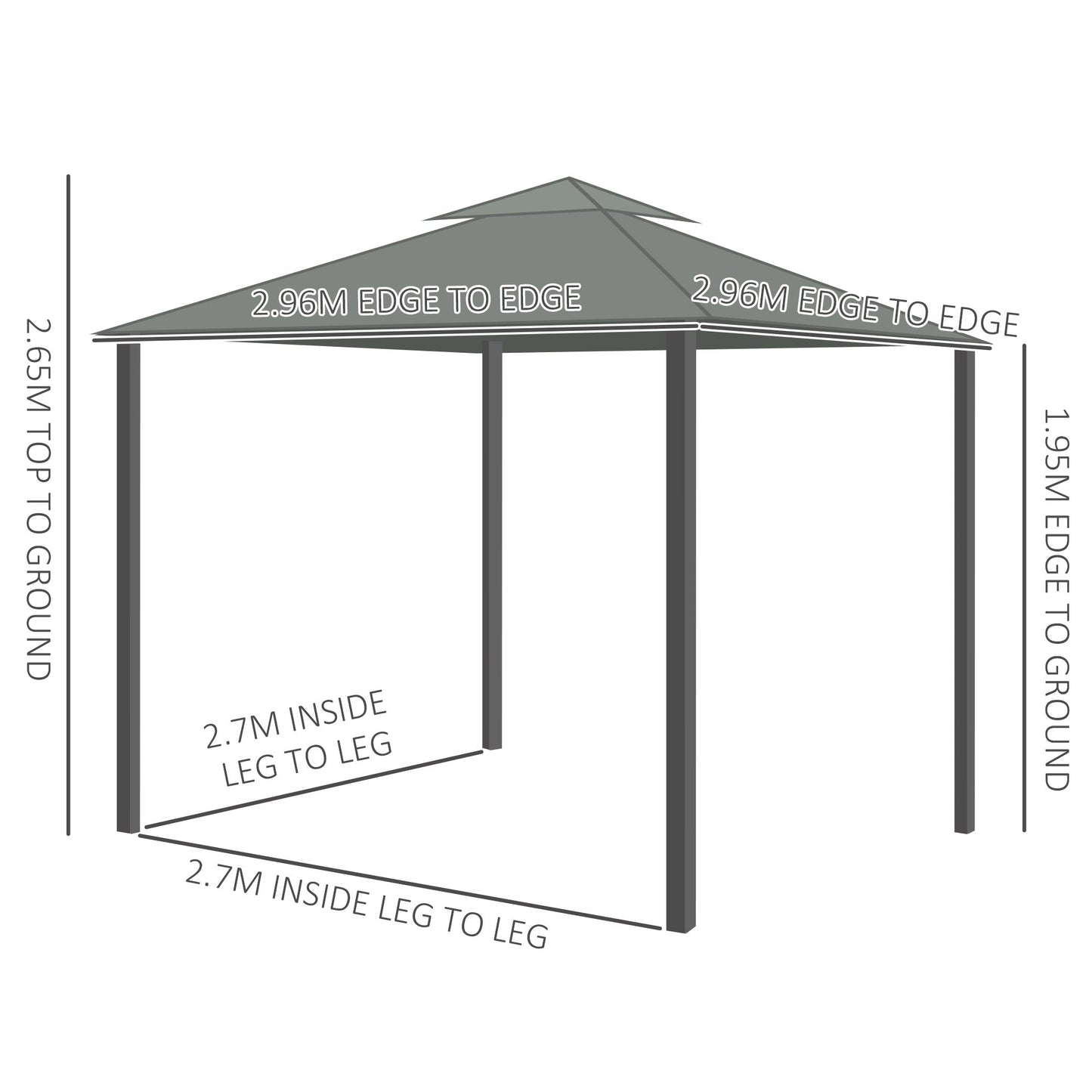 Outsunny 3 x 3M Patio Gazebo Canopy Garden Pavilion Tent Shelter Marquee with 2 Tier Water Repellent Roof