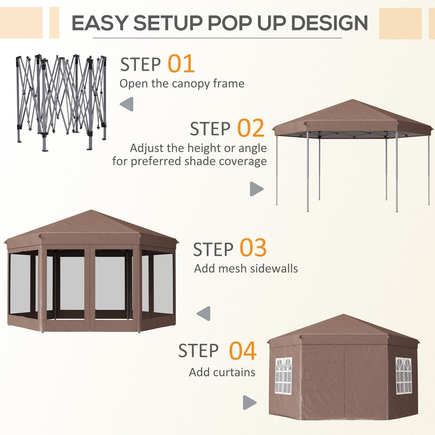 4x4m Hexagonal Pop up Gazebo