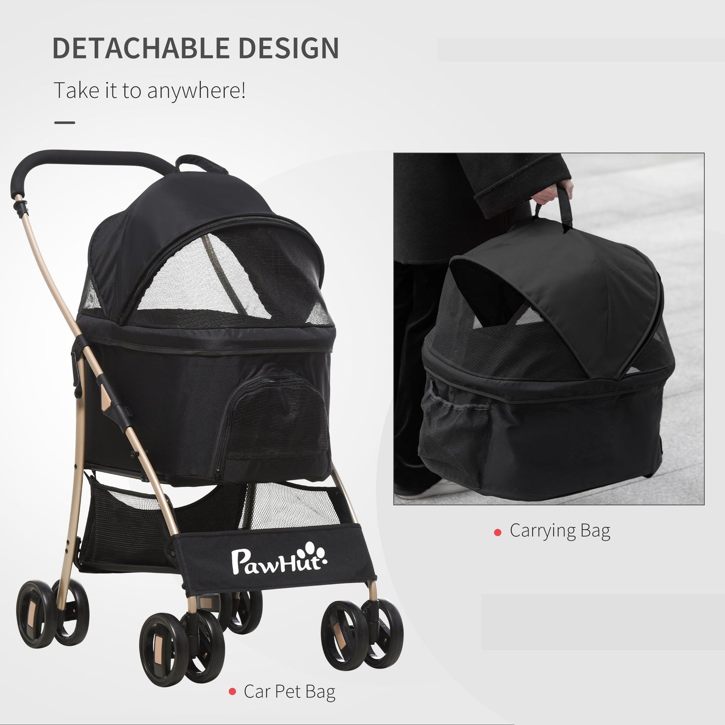 PawHut Detachable Pet Stroller