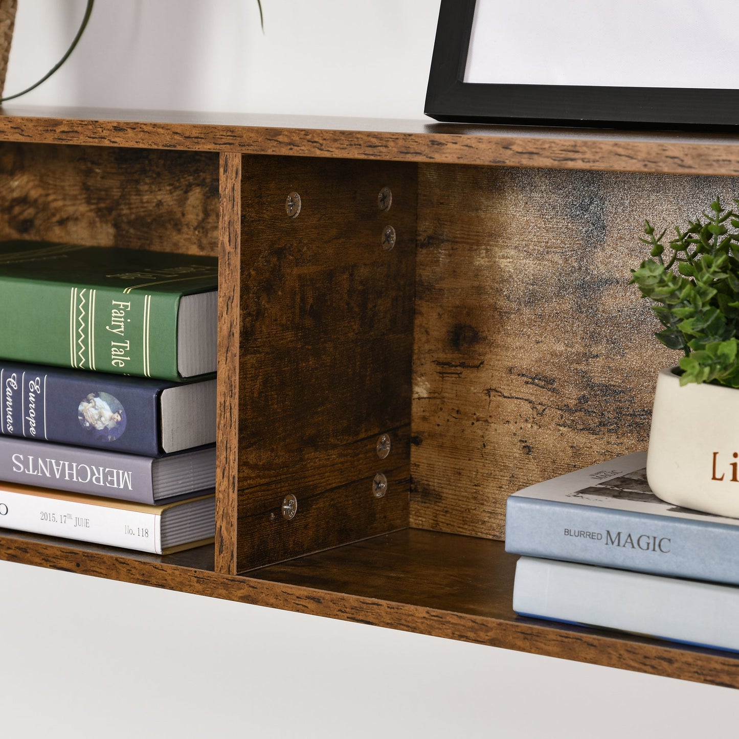 149H x 140L x 125W cm Particle Board Industrial L-Shaped Desk w Shelf - Brown & Black