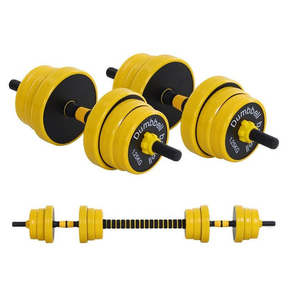 Homcom Homcom 25KG Dumbbell & Barbell Adjustable Set Plate Bar Clamp Rod Home Gym Sports Area Exercise Ergonomic