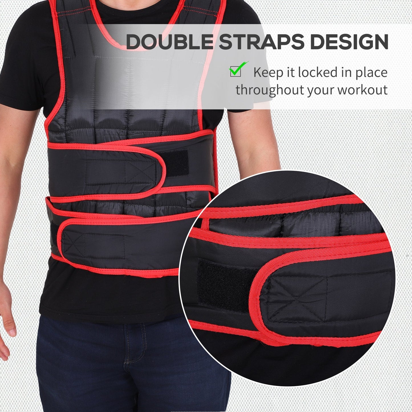 20kg Metal Sand Weight Adjustable Unisex Trainer Vest Weighted Vest Black/Red