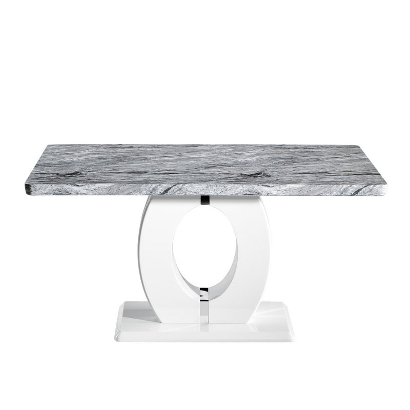 Shankar Contemporary Dining Table White And Grey Marble Effect - 150cm