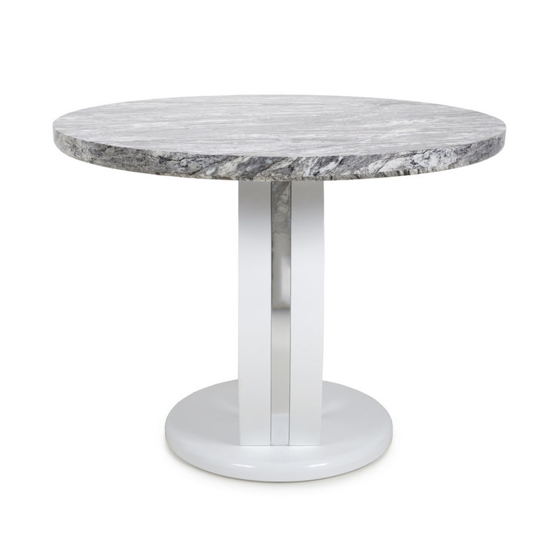 Shankar Contemporary Circular Dining Table White And Grey Marble Effect - 1m