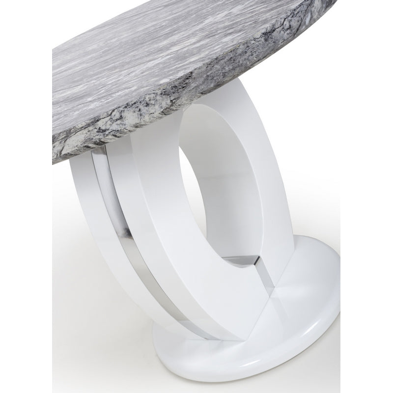 Shankar Contemporary Circular Dining Table White And Grey Marble Effect - 1m