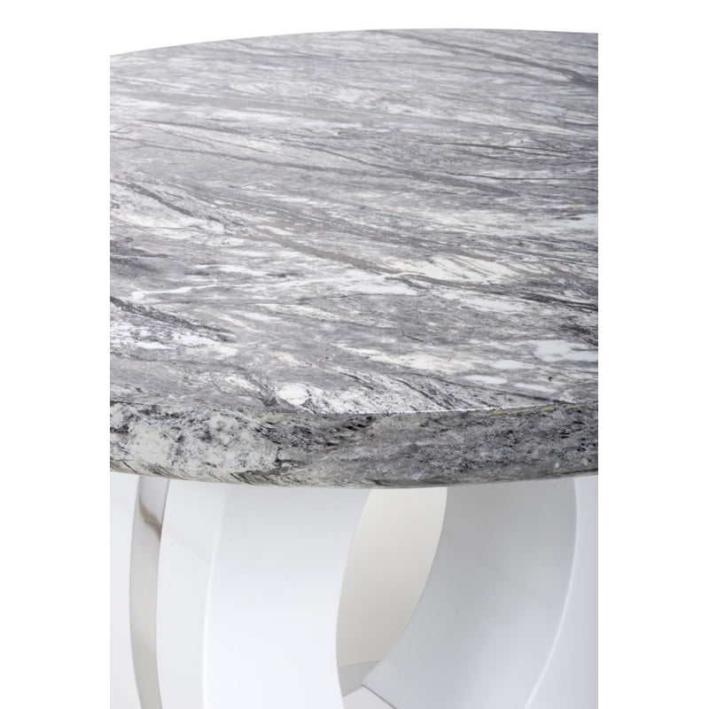 Shankar Contemporary Circular Dining Table White And Grey Marble Effect - 1m