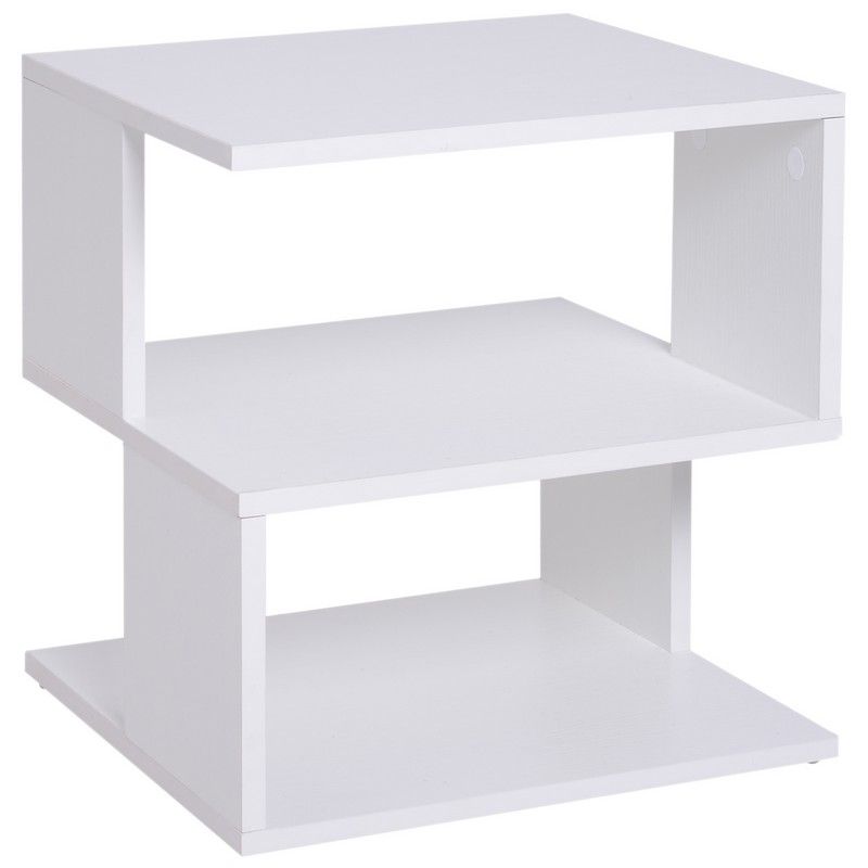 Homcom Homcom Modern Square 2 Tier Wood Coffee Side Table Storage Shelf Rack Living Room White