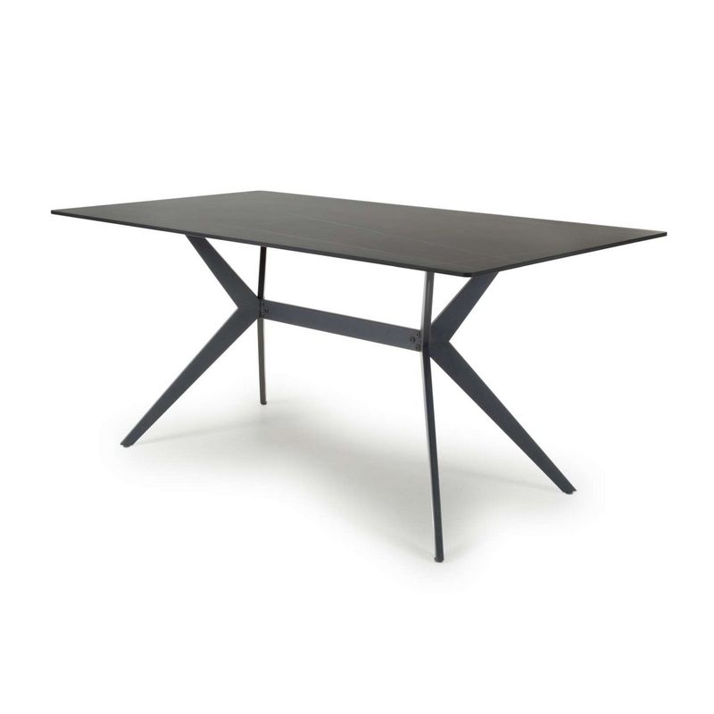 Shankar Industrial Dining Table Metal & Ceramic Black - 160cm