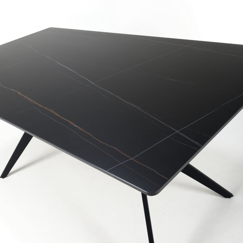 Shankar Industrial Dining Table Metal & Ceramic Black - 160cm