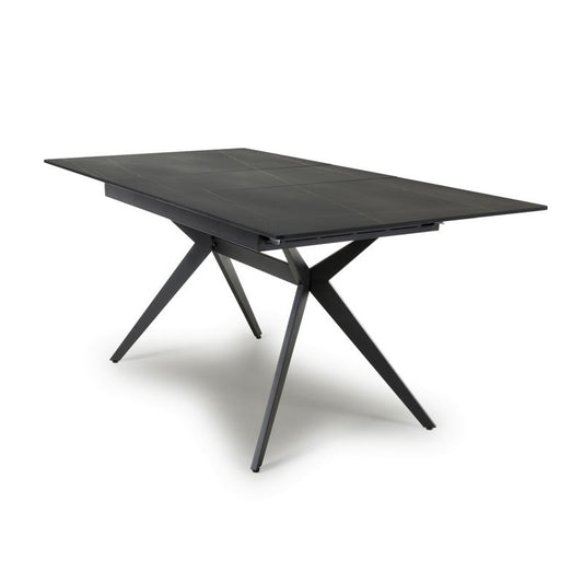 Shankar Industrial Dining Table Metal & Ceramic Black - Extendable 140-180cm