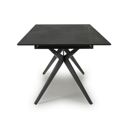 Shankar Industrial Dining Table Metal & Ceramic Black - Extendable 140-180cm