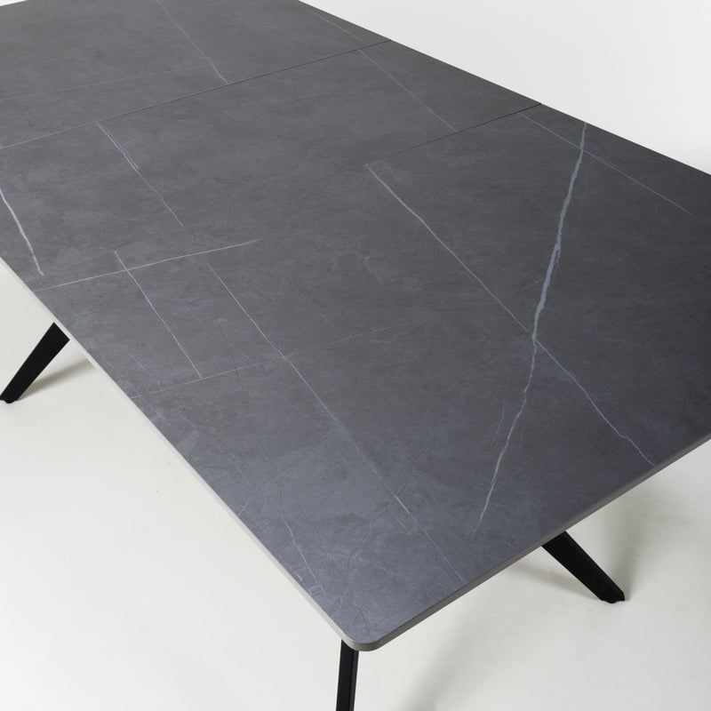 Shankar Industrial Dining Table Metal & Ceramic Grey - Extendable 140-180cm