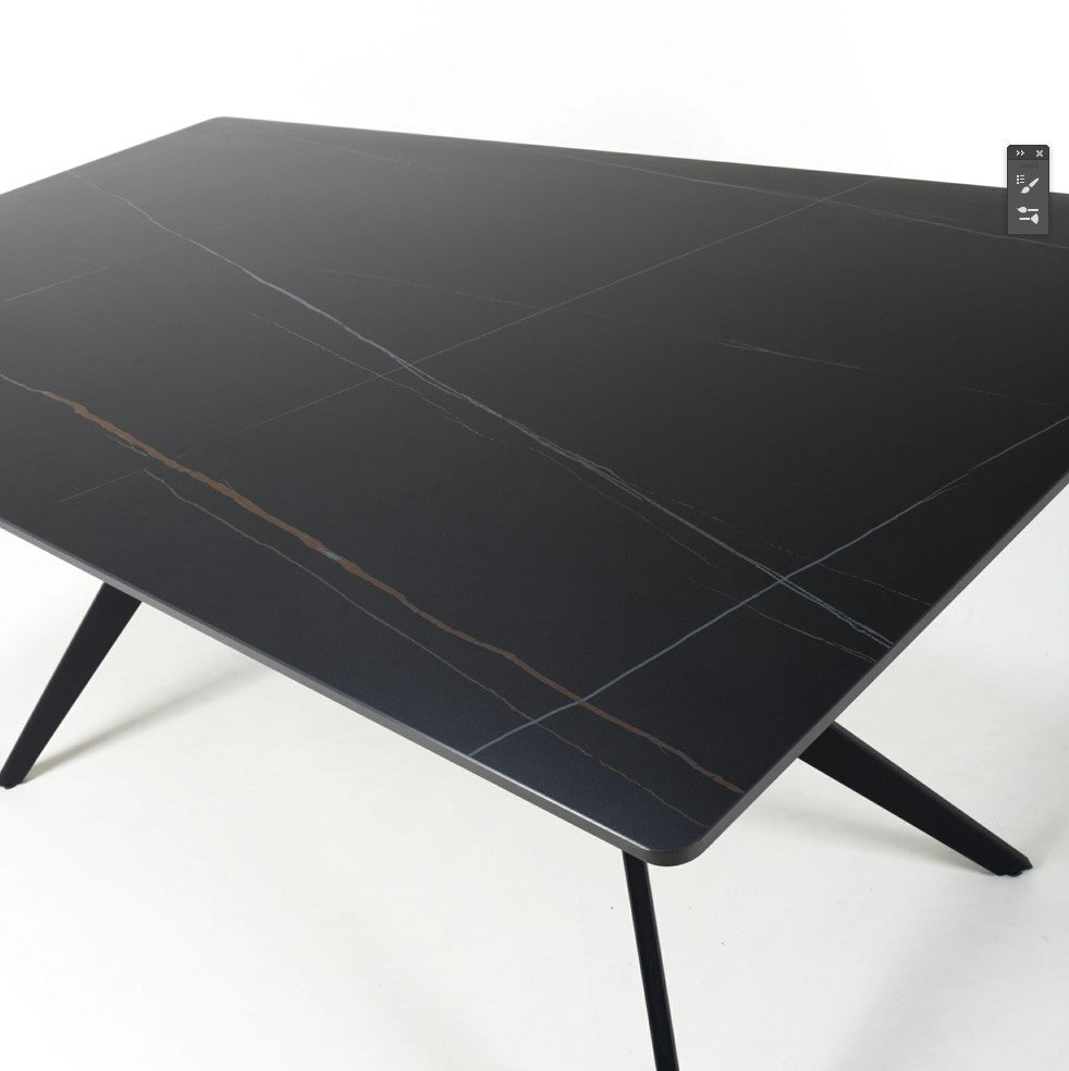 Shankar Industrial Dining Table Metal & Ceramic Black - 120cm