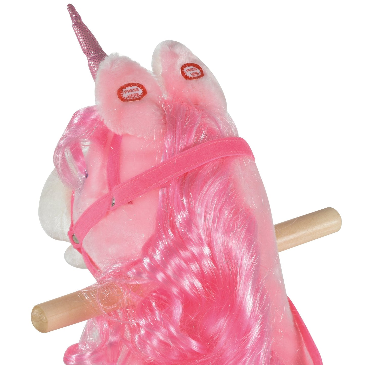 Kids Unicorn Plush Rocking Ride On w/ Sound Pink