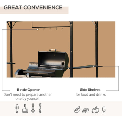 Outsunny 2.5 x 1.2M Metal BBQ Shelter - Coffee