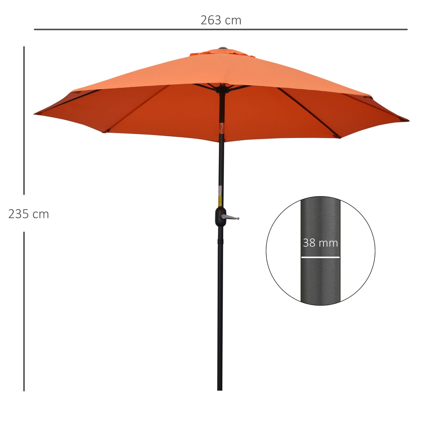 2.6M Patio Parasol Sun Umbrella