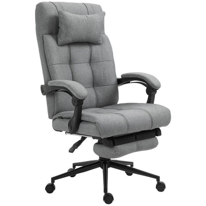 Vinsetto Vinsetto Office Chair With Footrest Ergonomic Office Chair With Armrests Lumber Support And Headrest Light Grey