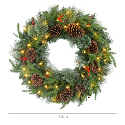 Pinecones & Berries Wreath Christmas Decoration - 60cm