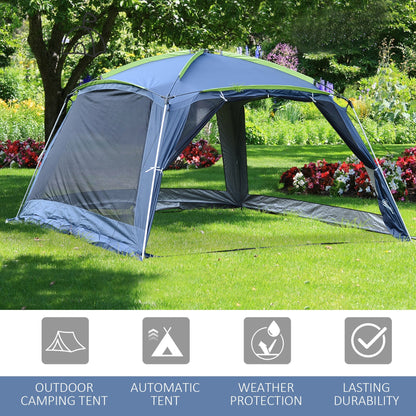 5-8 Persons Pop Up Tent Camping Gazebo Garden Tent-Dark Blue/Green