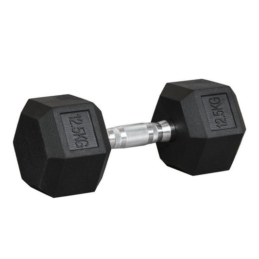 Homcom Homcom 12.5KG Single Rubber Hex Dumbbell Portable Hand Weights Dumbbell Home Gym