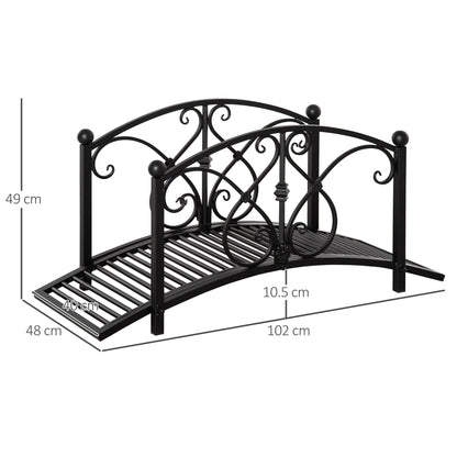 Classic Garden Bridge with Safety Railings Arc Footbridge Decorative Pond for Backyard Creek Stream