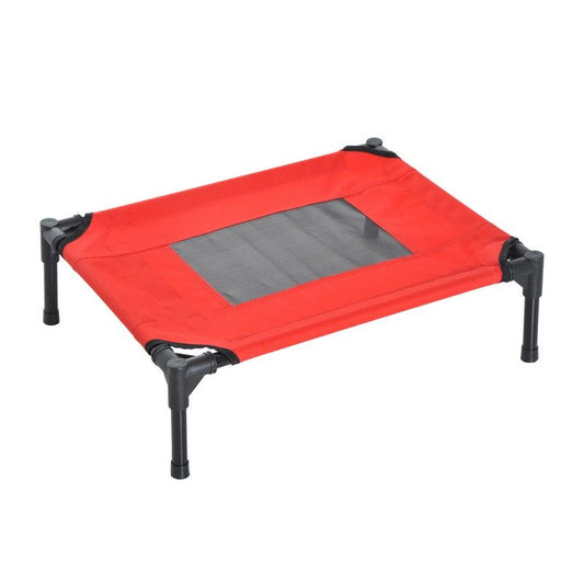 PawHut Pawhut Elevated Pet Bed Portable Camping Raised Dog Bed With Metal Frame Black Red (Small)