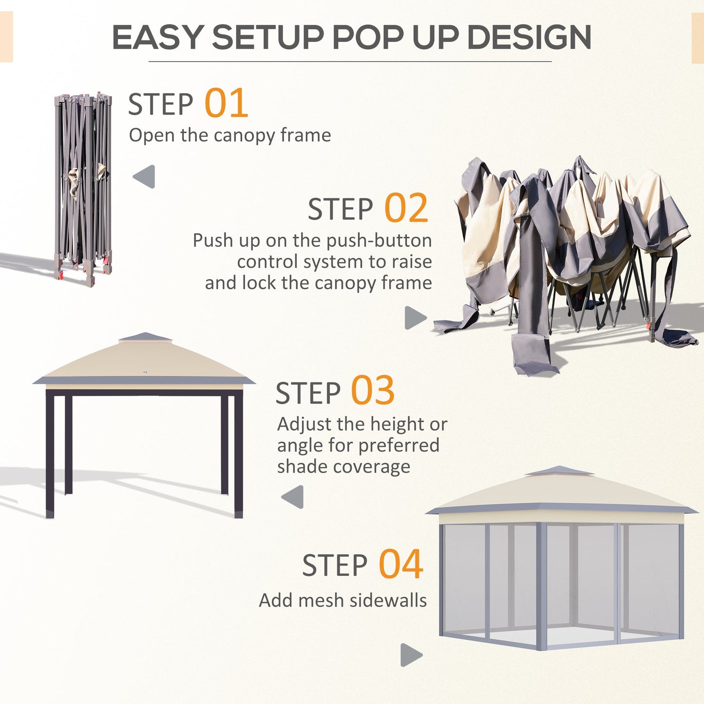 Outsunny 3.3 x 3.3M Pop Up Canopy