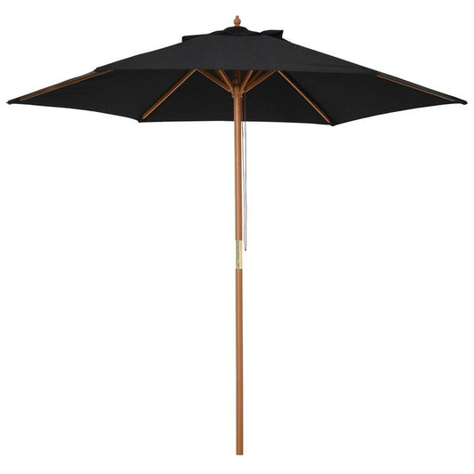 Outsunny Outsunny 2.5M Wood Garden Parasol Sun Shade Patio Outdoor Wooden Umbrella Canopy Teak