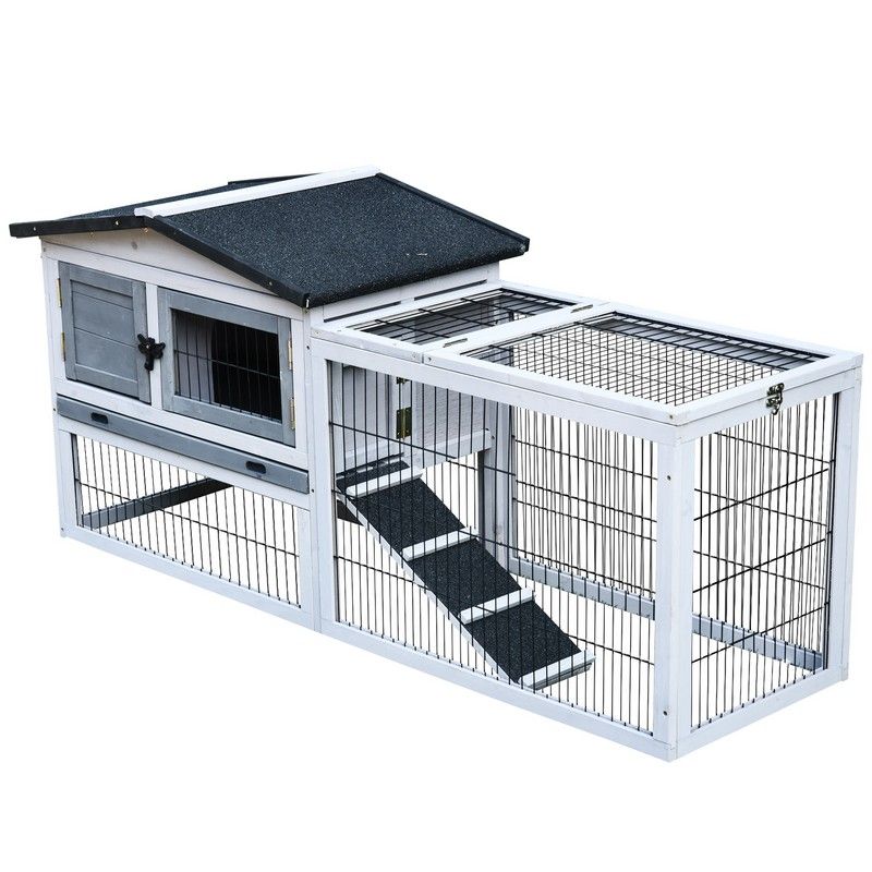 Pawhut PawHut 2 Level Rabbit Hutch Outdoor