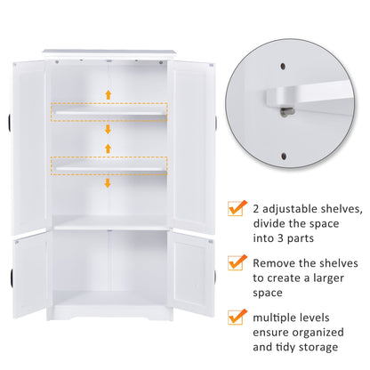 Accent Floor Storage Cabinet Kitchen Cupboard with Adjustable Shelves and 2 Lower Doors