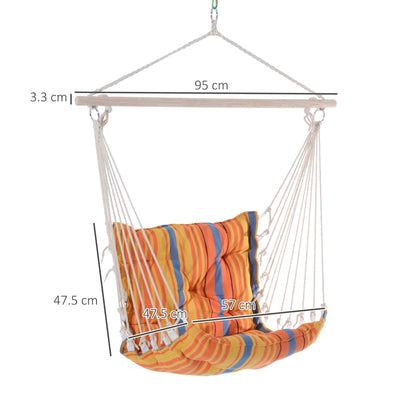 Outsunny Outdoor Hanging Rope Chair With Soft Padded Seat & Backrest