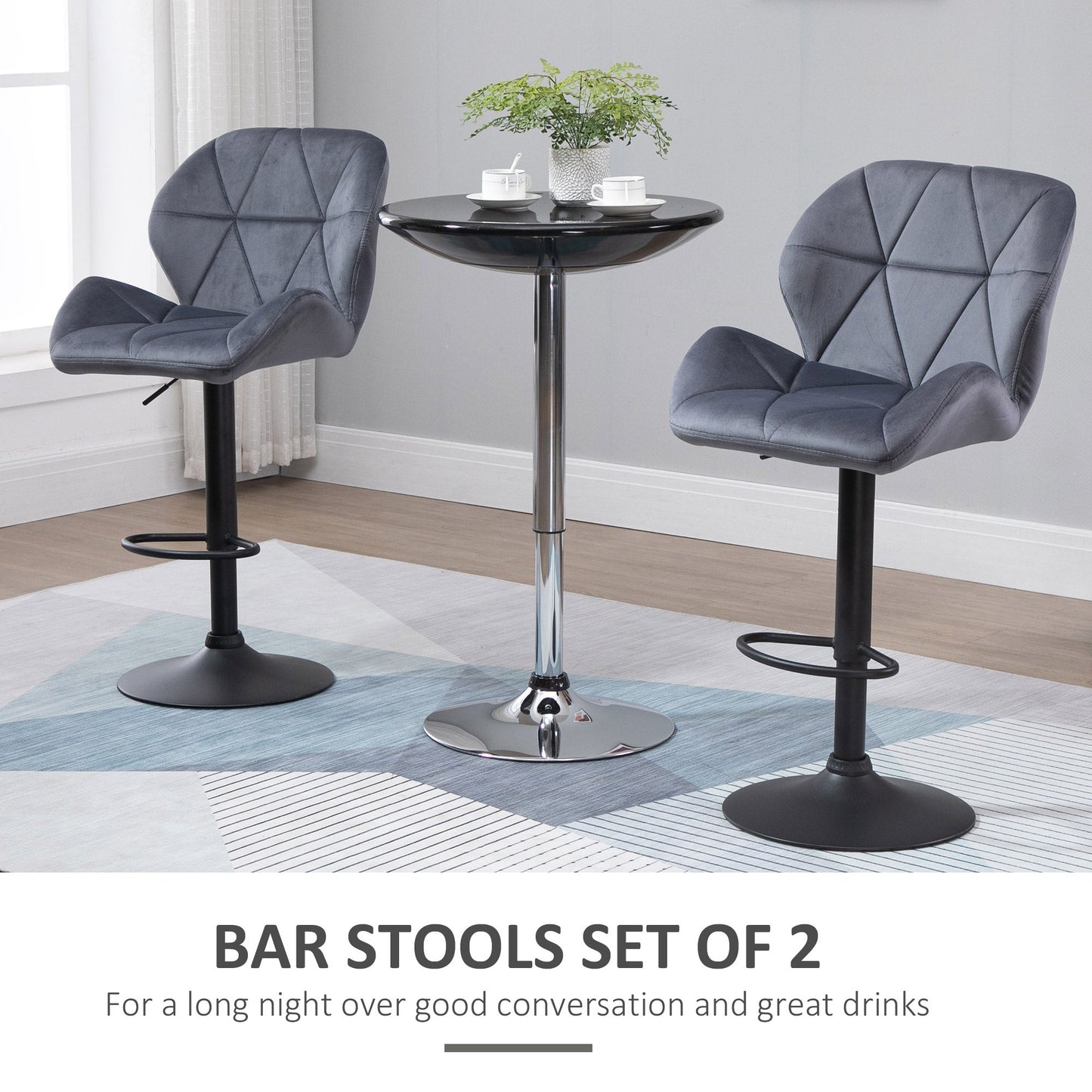 Homcom Adjustable Bar Stools Set of 2