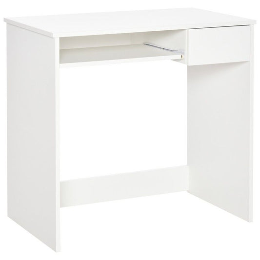 Homcom Homcom Compact Computer Table With Keyboard Tray Drawer Study Office Working Writing Desk White