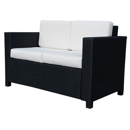 Outsunny Outsunny Wicker Garden 2-Seater Double Couch Loveseat Black