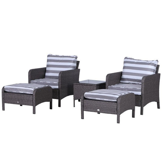 Outsunny Outsunny 5 Pcs Pe Rattan Garden Furniture Set