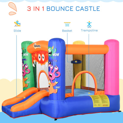 Bouncy Castle Inflatable Basket Trampoline Slide Monster Design 180 x 250 x 175 CM